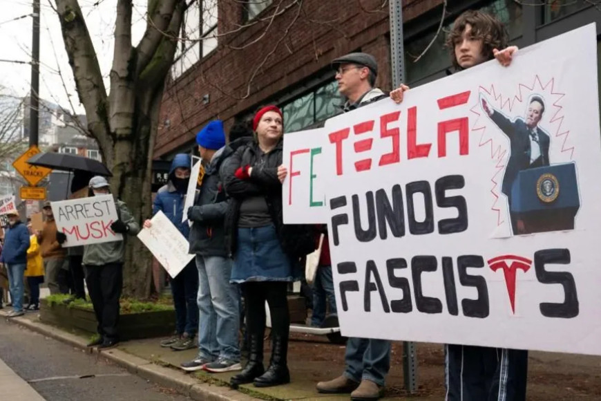 Scattered anti-Musk protests target Tesla dealerships